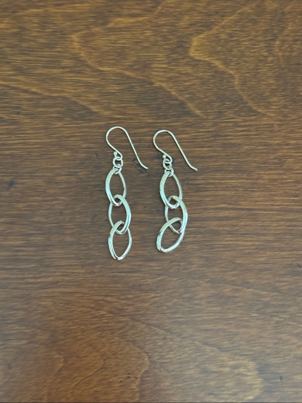 Women’s Vintage Sterling Silver Contemporary Intertwined Rings Drop Earrings EUC